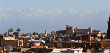Seminarreise Marokko, Ausblick von unserer Terasse über die Altstadt von Marrakesch